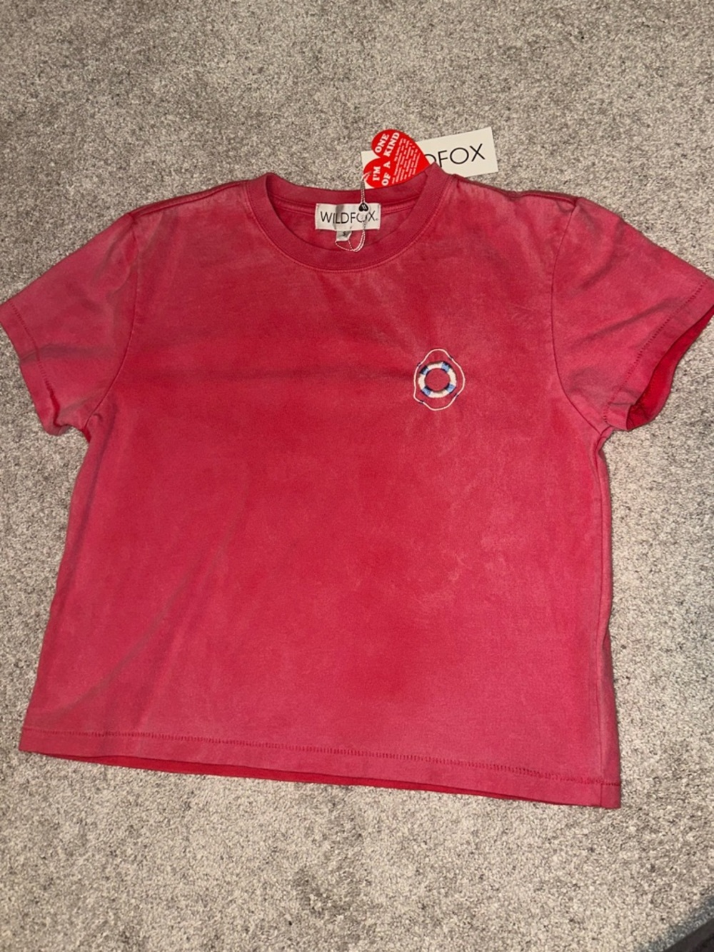 Wildfox Red Short-Sleeve Tee Off Duty Jaime Crop Size Small NWT